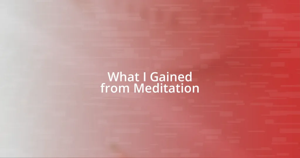 What I Gained from Meditation