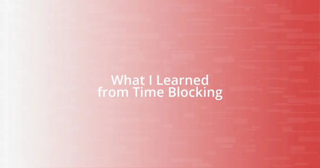 What I Learned from Time Blocking