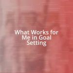 What Works for Me in Goal Setting
