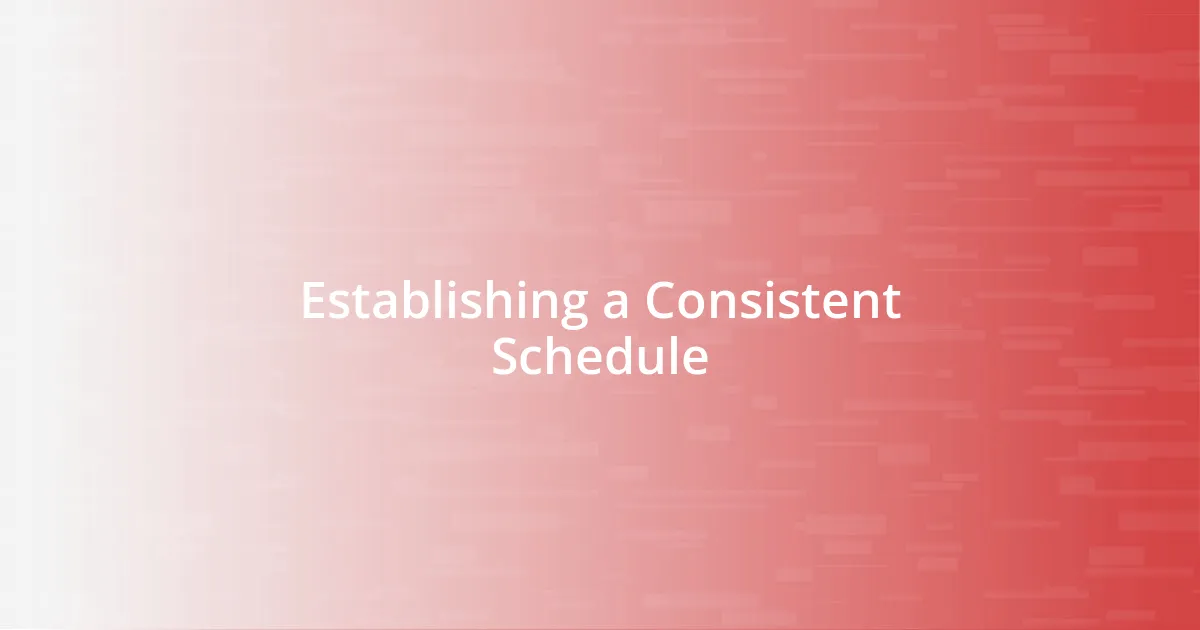 Establishing a Consistent Schedule